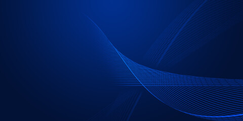 Wall Mural - abstract background Curved lines overlapping with dark blue gradient. Technology style digital background and copy space or empty