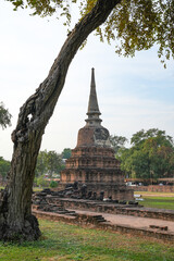 Wall Mural - Wat Ratchaburana, Ayutthaya Province, Thailand, is the oldest temple built in 1424. See pictures of the old remains until today, taken on 26-01-2024.