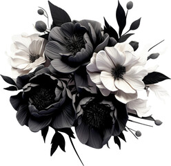 Poster - black flower bouquet isolated on white or transparent background,transparency 