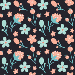 Wall Mural - Creative universal artistic floral background. Hand Drawn seamless pattern.