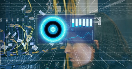 Poster - Image of digital interface over dark background