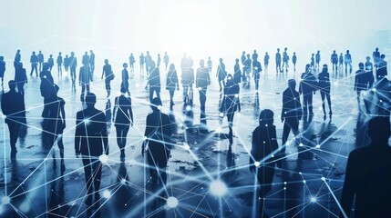 Poster - Concept of a group of people and their communication network. Social media. Human resources.