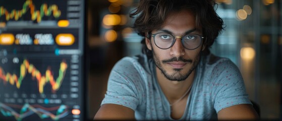 Aufkleber - This is a portrait of an Indian Accountant who is primarily involved in the financial administration of a business venture in a modern office.
