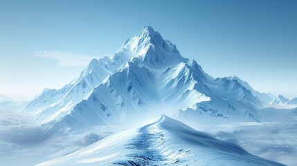 Wall Mural - A digital illustration of a path to the top of the mountain in a futuristic style on a blue background.