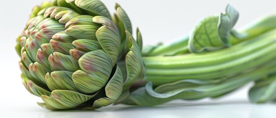 Poster - An organic artichoke close up, over a white background. Healthy vegetarian food. Raw vegetables, market. Vegan background.