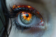 Intense Fire Burning in Persons Eye Iris