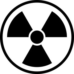 Wall Mural - round radioactive hazard icon in png format. white and black round radiation warning sign