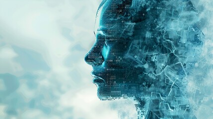 Poster - Cyber Head with Technology and Code Based Digital Elements, Cyber, technology, digital, code