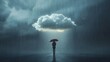 A person standing under a cloud with rain symbolizing adversity, Rain, adversity, person