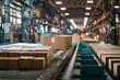 © Alexander Odessa  - картонные коробки на складе. Сборочная линия. рекламный баннер. генеративный ИИ