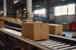 © Alexander Odessa  - картонные коробки на складе. Сборочная линия. рекламный баннер. генеративный ИИ