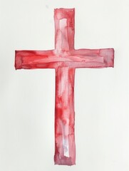 Sticker - Watercolor Christian Cross on White Background Generative AI