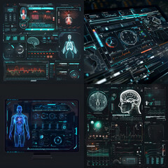 Wall Mural - Physiological monitoring system, HUD screen.