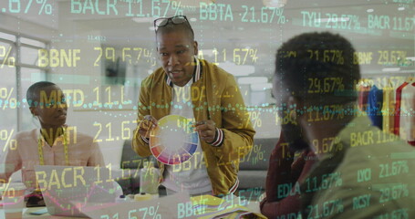 Wall Mural - Image of connections and data processing over school children using smartphone