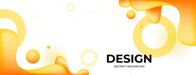 Wall Mural - abstract banner background with yellow orange fluid shapes and geometric shapes. vector illustration