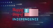 Image of happy day of independence text over stars on red and blue background