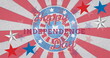Image of happy independence day text over stars and stripes