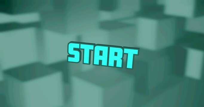 Image of start text over 3d green stacked cubes