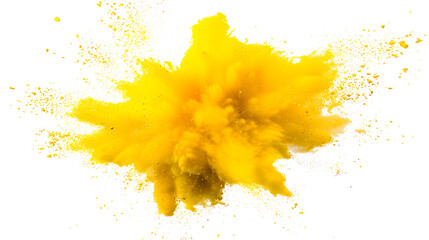 Wall Mural - yellow powder explosion cloud isolated on white background