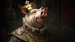 Portrait of a pig as a king