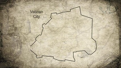 Canvas Print - Vatican City map drawn on a cartography background sheet of paper