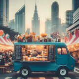Fototapeta Londyn - food truck in city festival , selective focus.