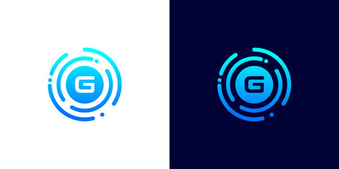 Poster - Letter G technology logo with circuit board line style circle for digital,data,connection