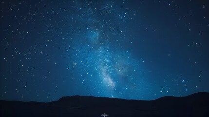 Wall Mural - starry night sky with galaxy visible in distance, starry night sky, galaxy, distant