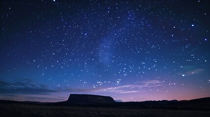 Wall Mural - starry night sky with galaxy visible in distance, starry night sky, galaxy, distant