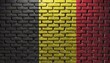 Belgium flag bricks wall effect, national emblem