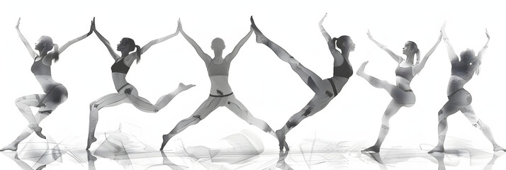 Wall Mural - yoga positions vector drawing, monochrome, black and white, 