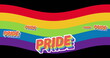 Image of rainbow victory signs and pride text over rainbow background