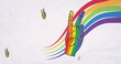 Image of rainbow victory signs over rainbow background
