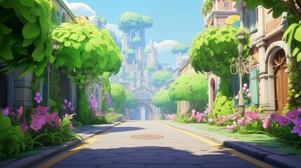 Wall Mural - The road leading to the cartoon castle