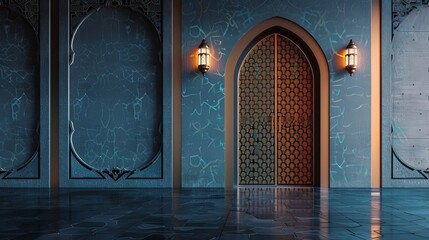 Wall Mural - Mosque door with Islamic decor for welcoming Ramadan Kareem