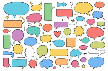 Wall Mural - Hand drawn speech bubbles, arrows and other design elements