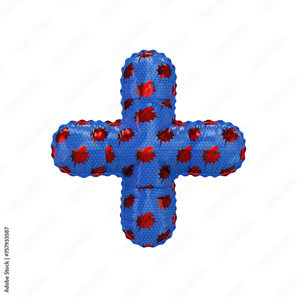 3D inflated balloon Plus Symbol/sign with red & blue power lightning ...