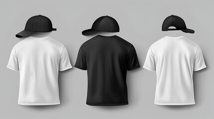 Set of sports wear template. Black and white baseball. generative ai 