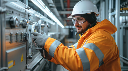 Aufkleber - Industrial Engineer debugs newly designed mechanical equipment on site to ensure its normal operation. Generative AI.