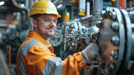 Aufkleber - Industrial Engineer debugs newly designed mechanical equipment on site to ensure its normal operation. Generative AI.