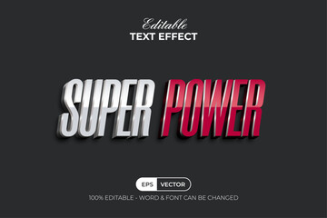 Poster - super power text effect silver metal style