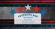 Image of veterans day honoring all who served text over american flag