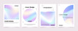 Holographic effect background. Cover or poster template set. Vector illustration