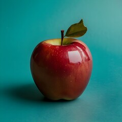 Canvas Print - red apple on a green background