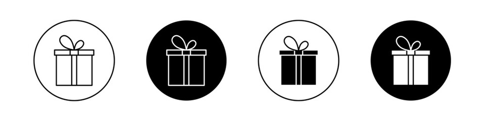 Wall Mural - Gift box with ribbon icon set. christmas present vector symbol. giftbox pictogram.