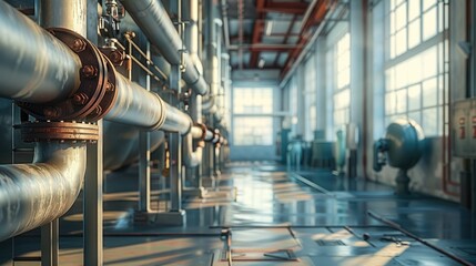 Poster - Industrial room with pipes. Generative AI.