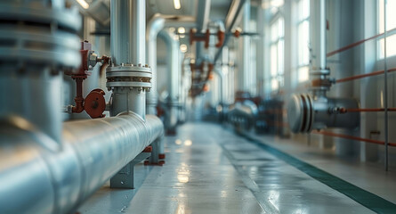 Poster - Industrial room with pipes. Generative AI.