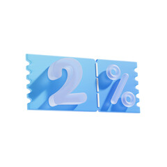 2 Percent Off 3D Icon Illustratrion