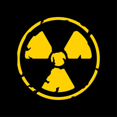 Wall Mural - vector icon with radioactive warning sign. round icon warning about the danger of pollution