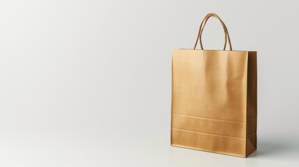  Isolated paper shopping bag on plain background.